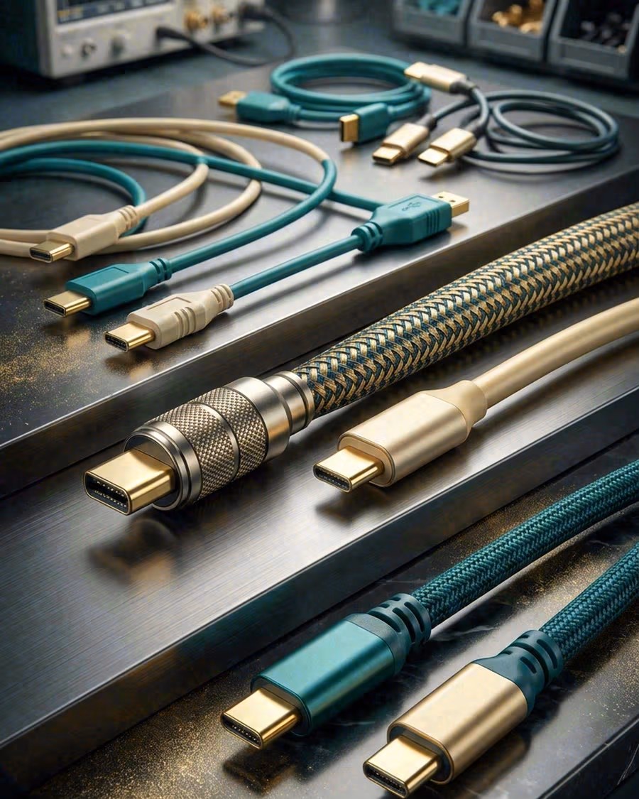 Cable USB-C conectado a un móvil