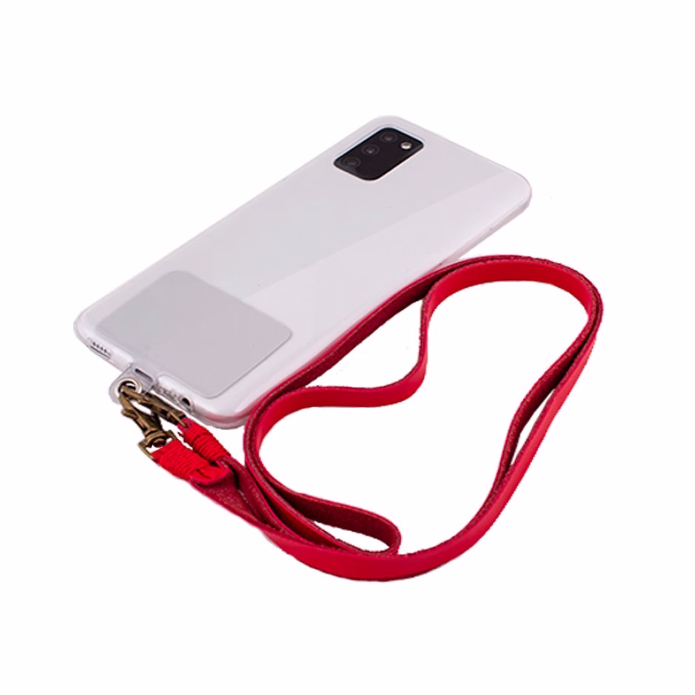 Cordón Colgante Polipiel COOL Universal con Tarjeta para Smartphone Rojo